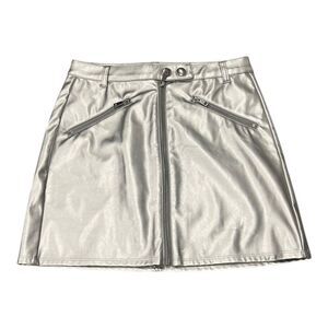 Wild Fable Metallic Silver Polyurethane Mini Skirt 2